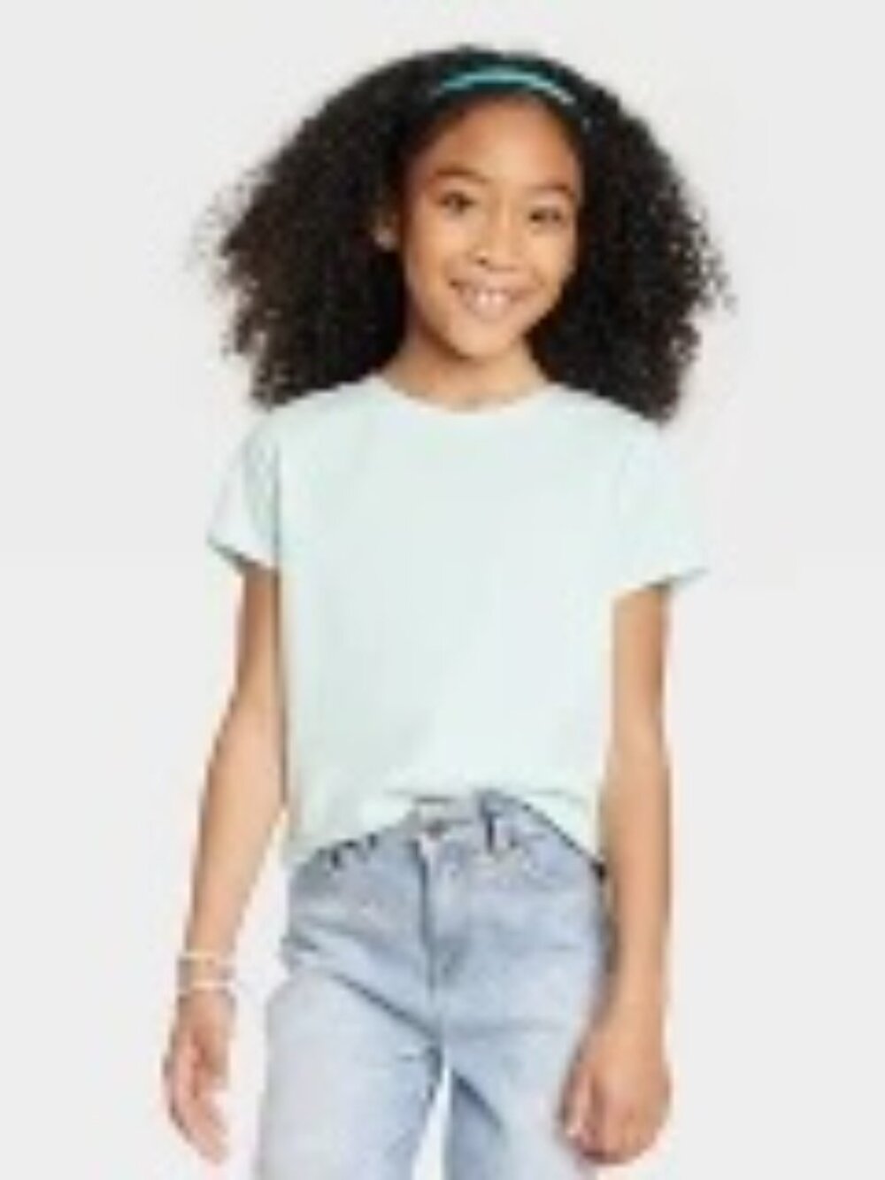 EUC Girls' Short Sleeve T-Shirt - Cat & Jack™ Light Turquoise Green L